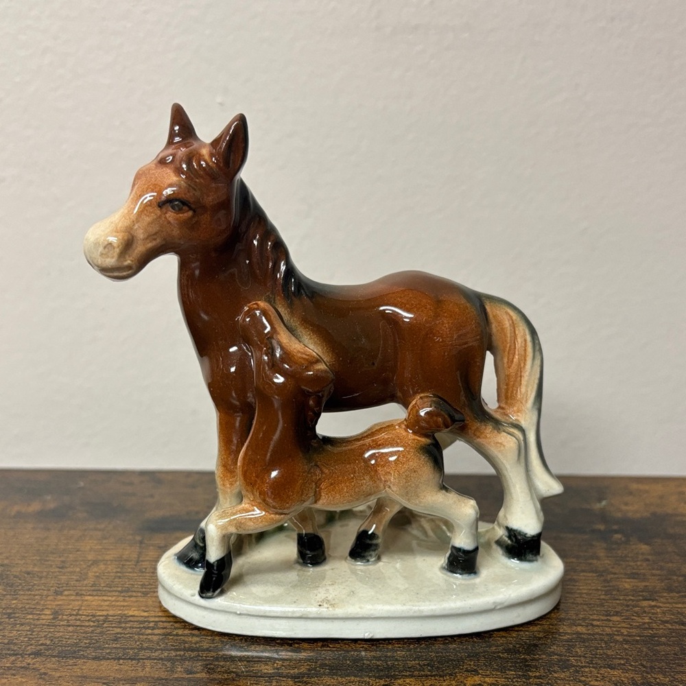 Vintage Horse Mare & Foal Figurine
